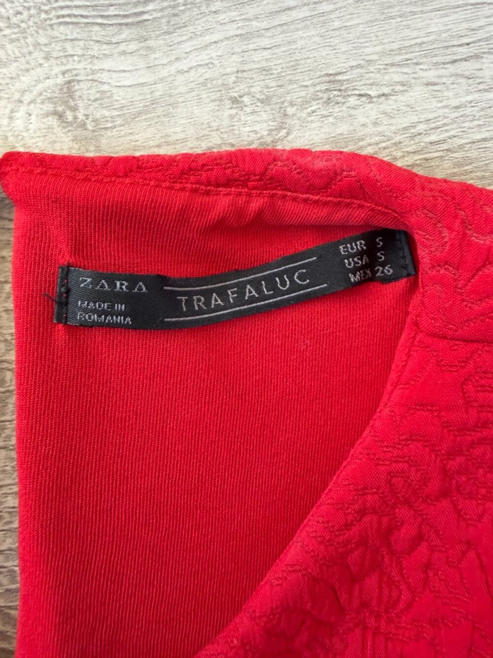 Zara Trafaluc Red Textured Overlay A-Line Dress Size Small - Picture 5 of 10